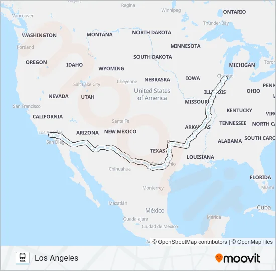 TEXAS EAGLE Train Line Map