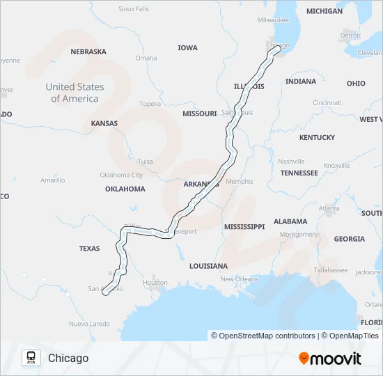 TEXAS EAGLE Train Line Map