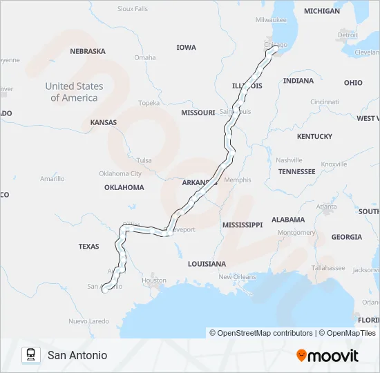 TEXAS EAGLE Train Line Map