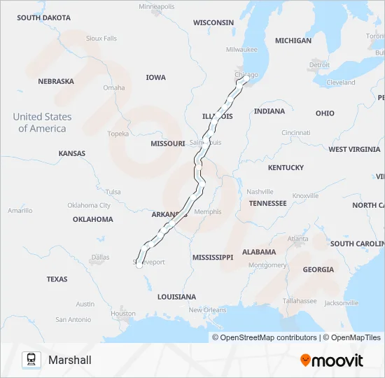 TEXAS EAGLE Train Line Map