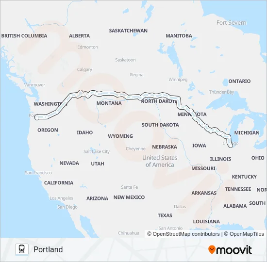 EMPIRE BUILDER Train Line Map