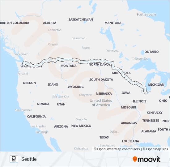 EMPIRE BUILDER Train Line Map