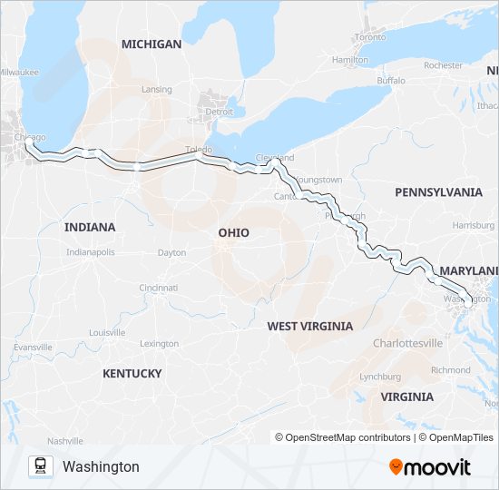 Mapa de CAPITOL LIMITED de tren