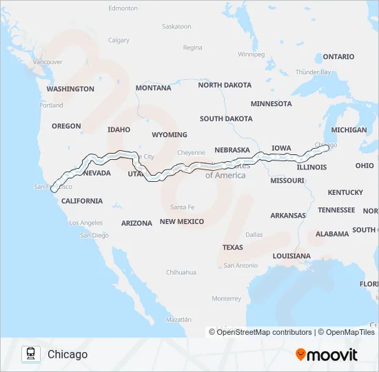 CALIFORNIA ZEPHYR Train Line Map