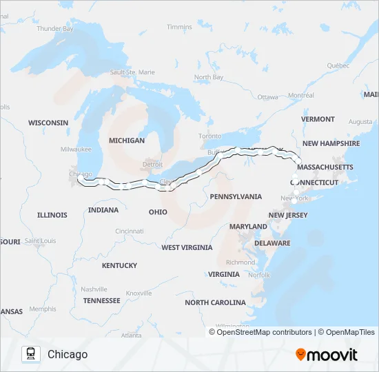 LAKE SHORE LIMITED Train Line Map