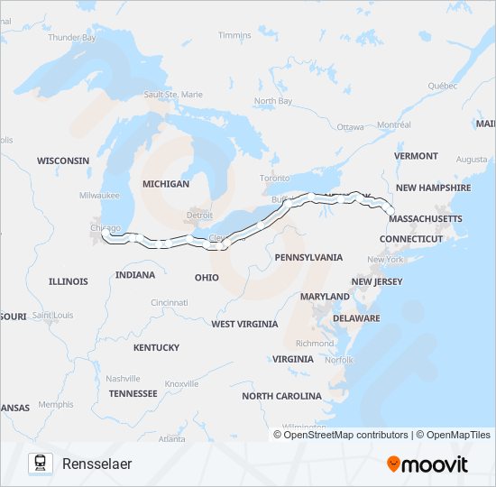 LAKE SHORE LIMITED Train Line Map