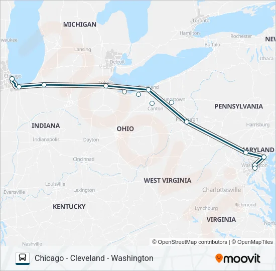 GREYHOUND US0164 Bus Line Map
