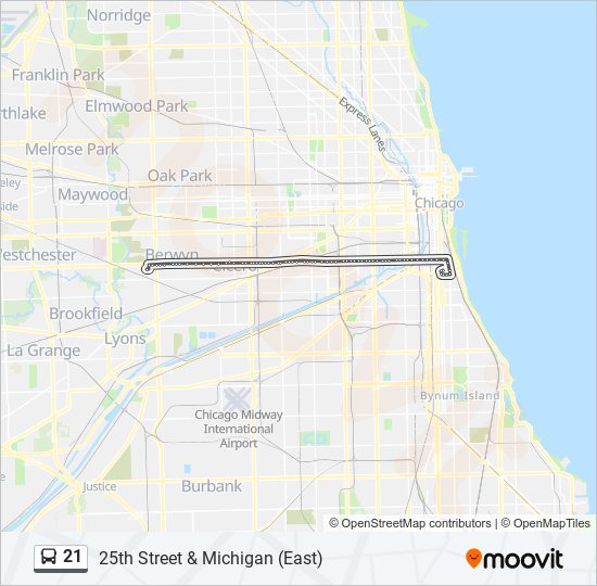 21 bus Line Map