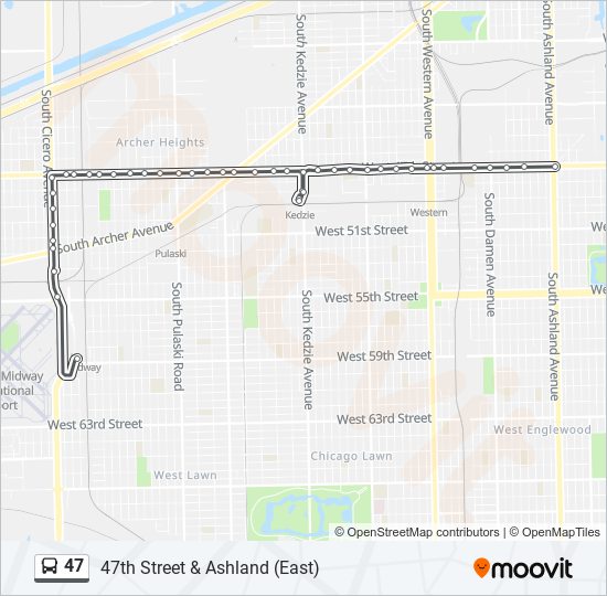 47 bus Line Map