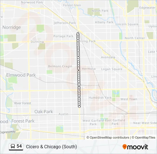 54 Bus Line Map