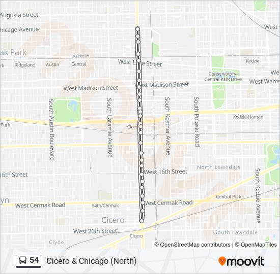 54 Bus Line Map