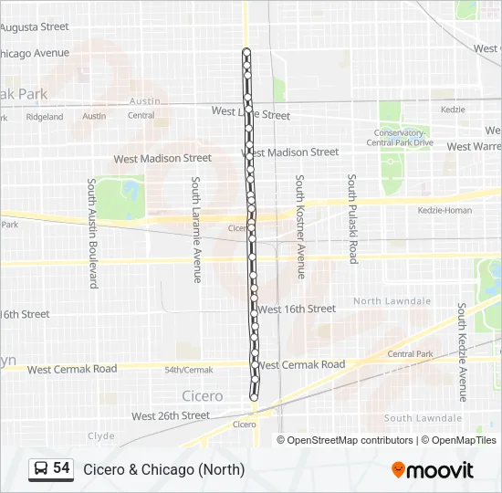 54 Bus Line Map