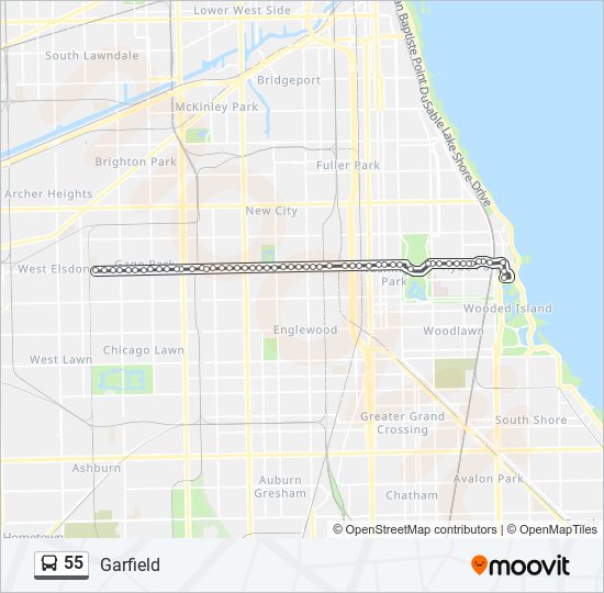 55 bus Line Map