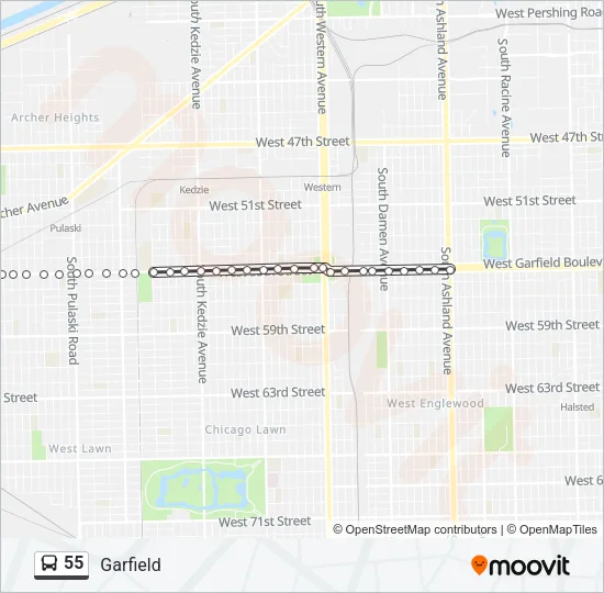 55 Bus Line Map