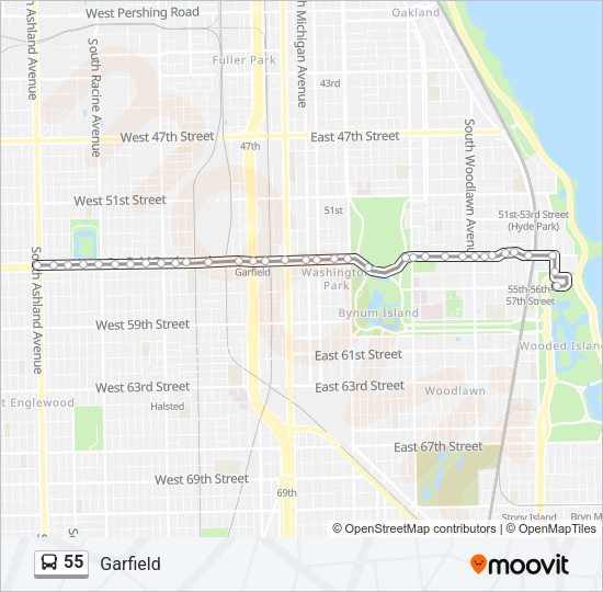 55 Bus Line Map