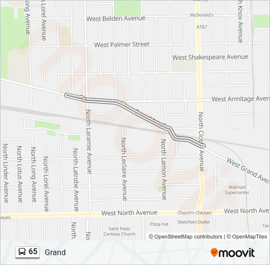 65 Bus Line Map