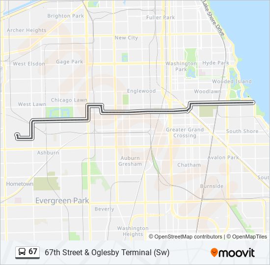 67 bus Line Map