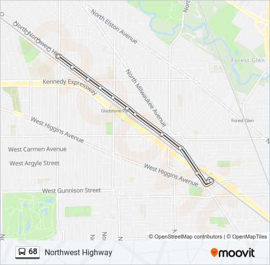 68 bus Line Map