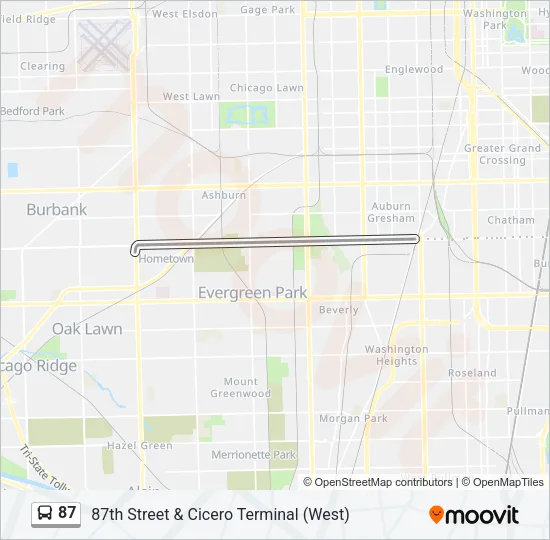 87 Bus Line Map