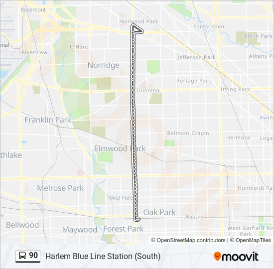 90 bus Line Map