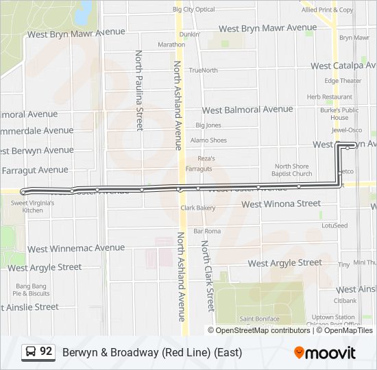 92 bus Line Map