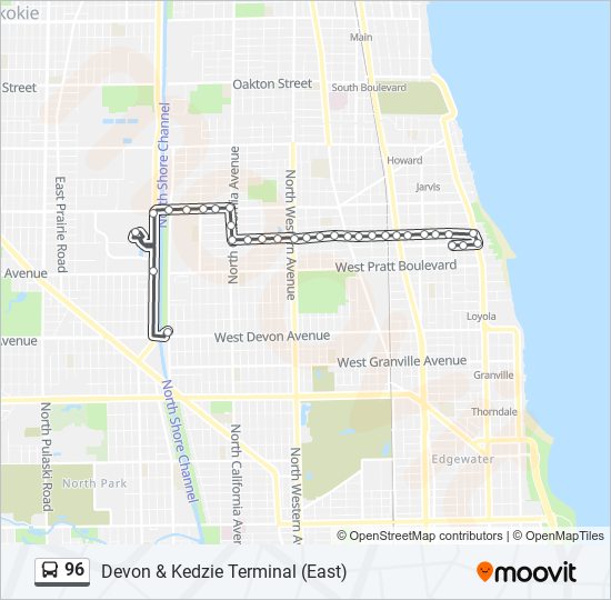 Mapa de 96 de autobús