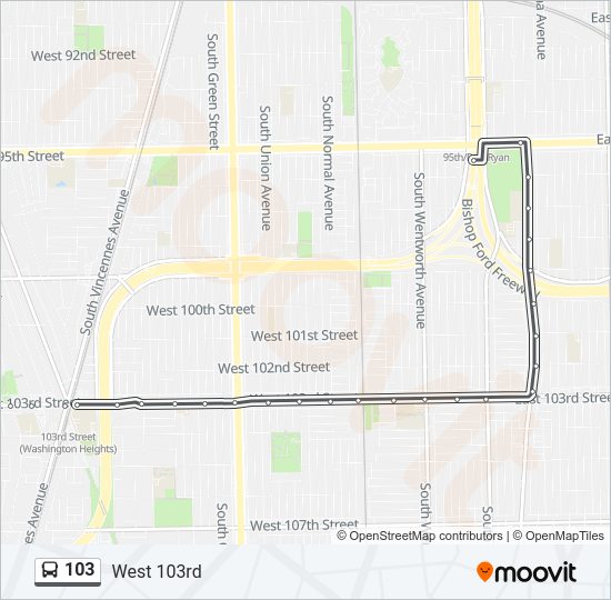 103 bus Line Map