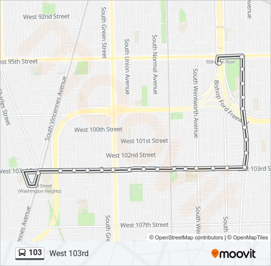 103 bus Line Map