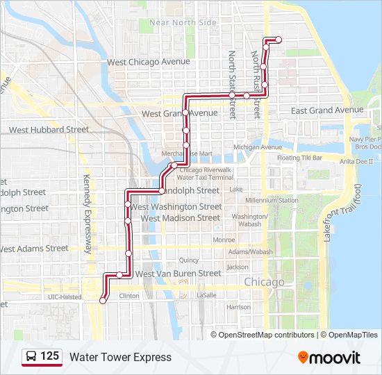 125 bus Line Map