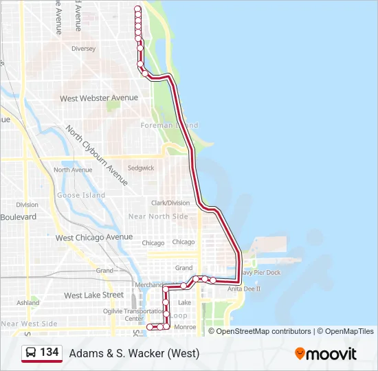 134 Bus Line Map