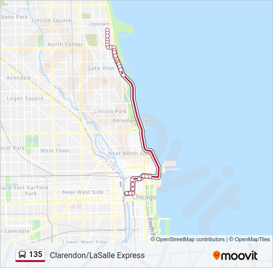 135 bus Line Map