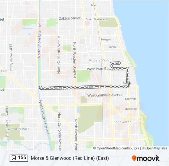 Mapa de 155 de autobús