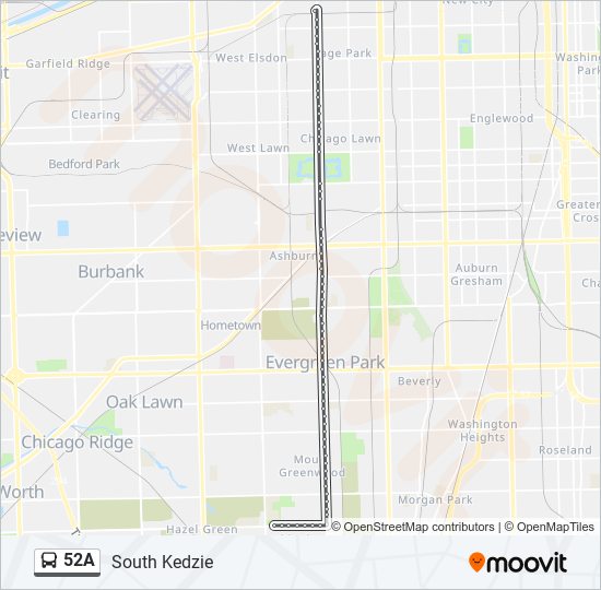 Mapa de 52A de autobús