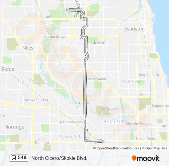 54A Bus Line Map