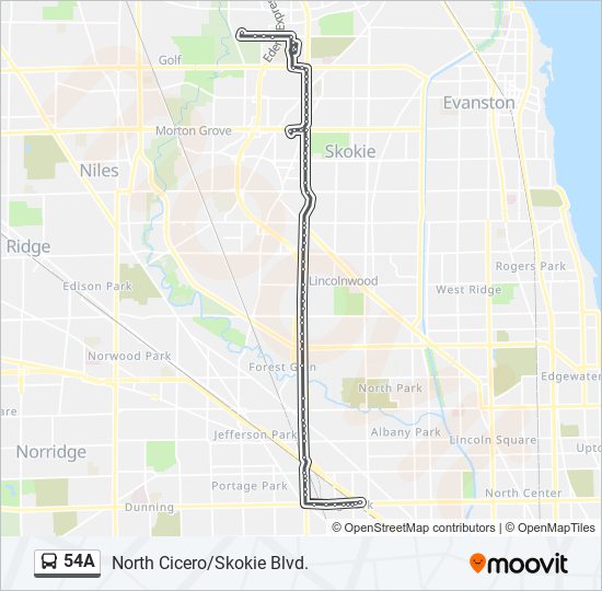 54A bus Line Map