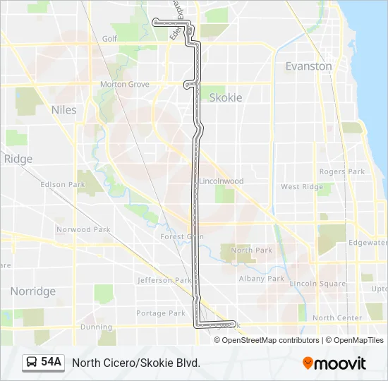 54A Bus Line Map