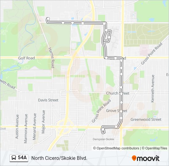 54A Bus Line Map
