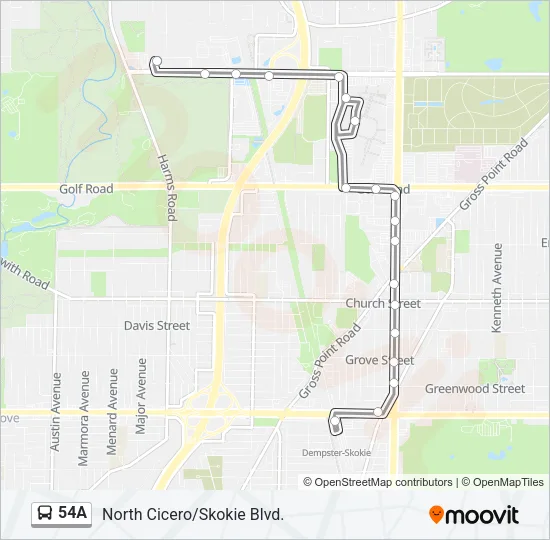 54A Bus Line Map