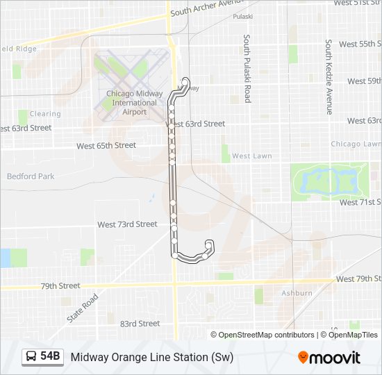 54B Bus Line Map