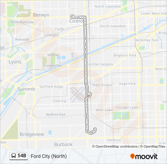 54B Bus Line Map