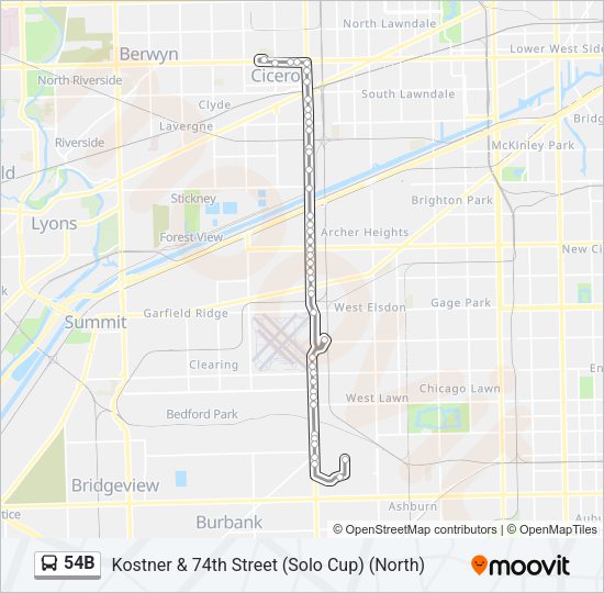 54B Bus Line Map