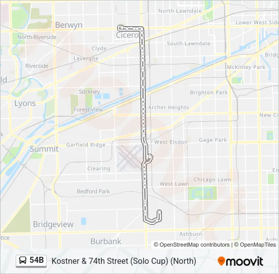 54B Bus Line Map