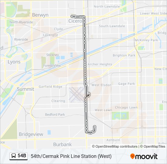 54B bus Line Map