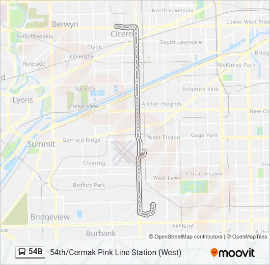 54B Bus Line Map