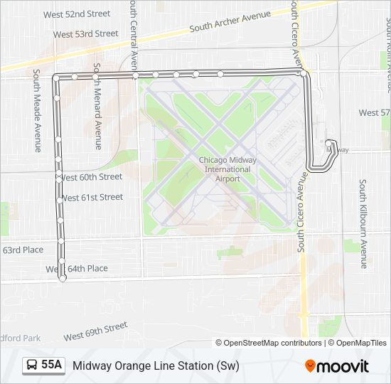 55A Bus Line Map