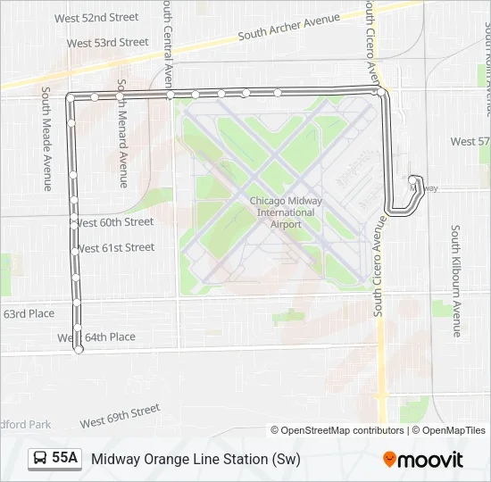 55A Bus Line Map