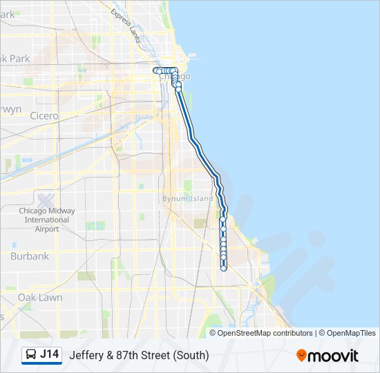 J14 Bus Line Map