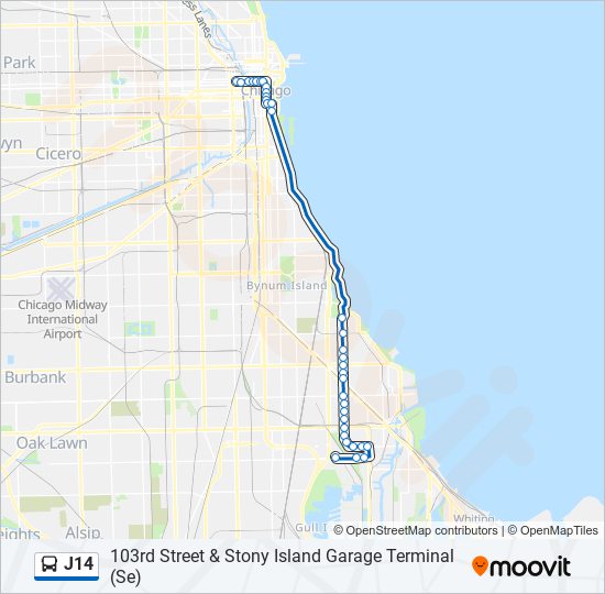 J14 Bus Line Map