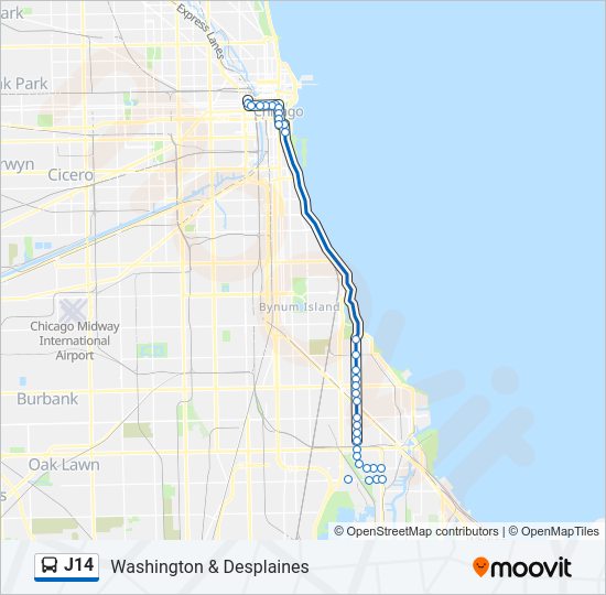 J14 bus Line Map