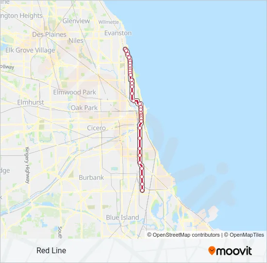 RED LINE Chicago 'L' Line Map